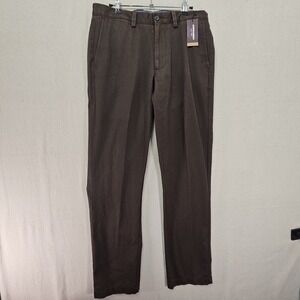 Johnston & Murphy Men's 32R Slim Fit Dark Brown Pima Pants Chinos  32x32 NEW